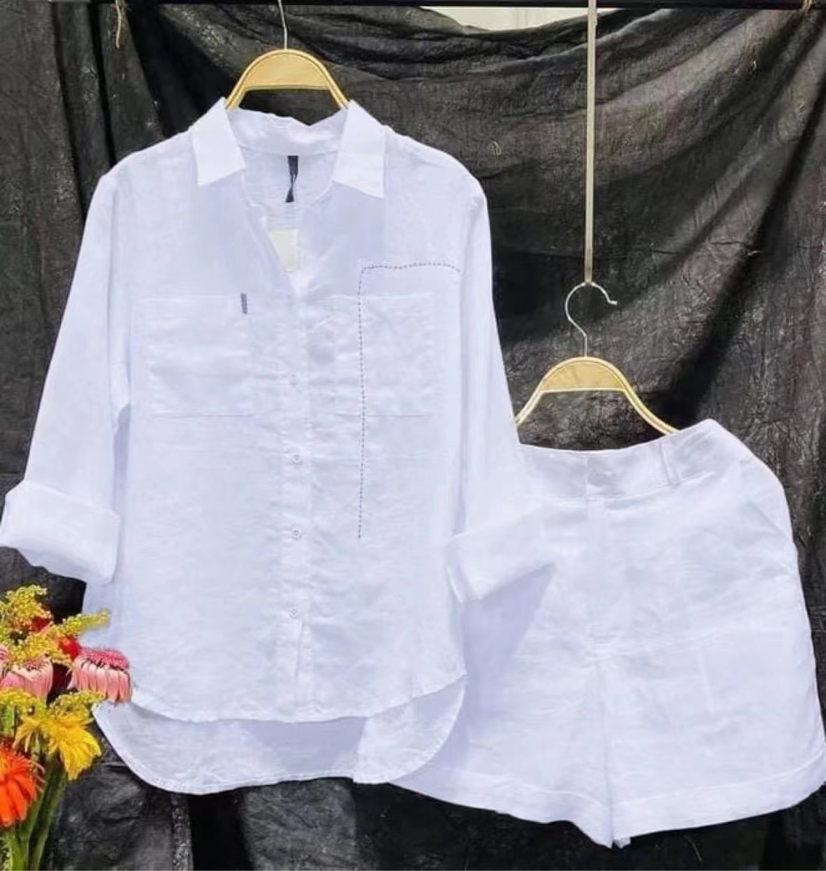 Home Office For Two - Mode Wit Shirt Met Lange Mouwen
