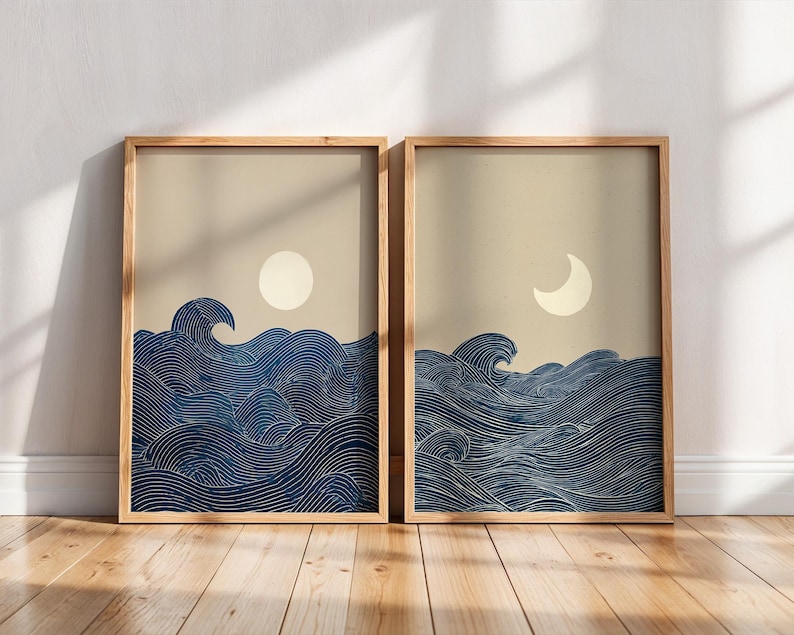 Home Office For Two - 2 stuks Japandi minimalistische maanvormige canvas