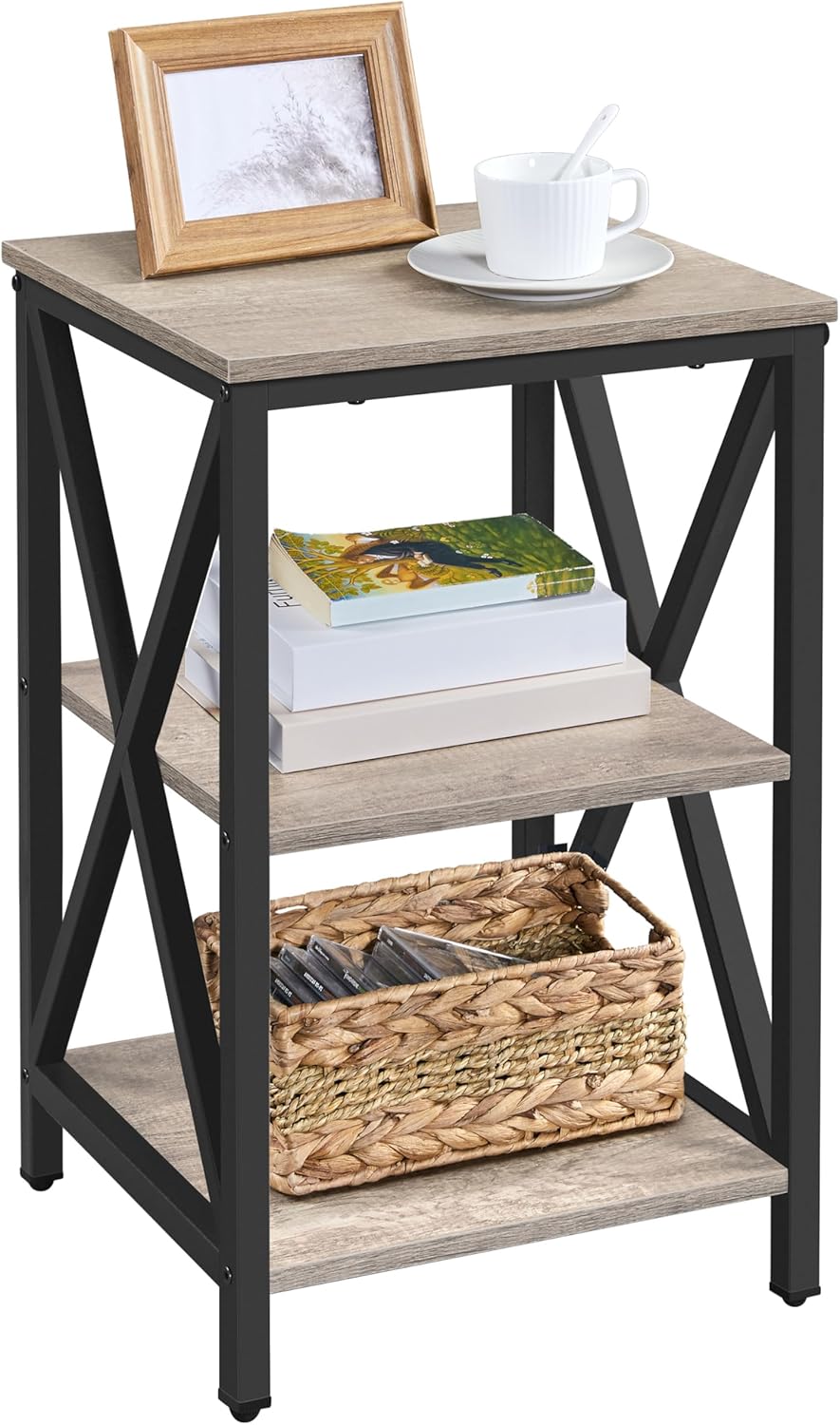 Home Office Industrial Design - Bijzettafel woonkamer, 3-laags bijzettafel met opbergplanken