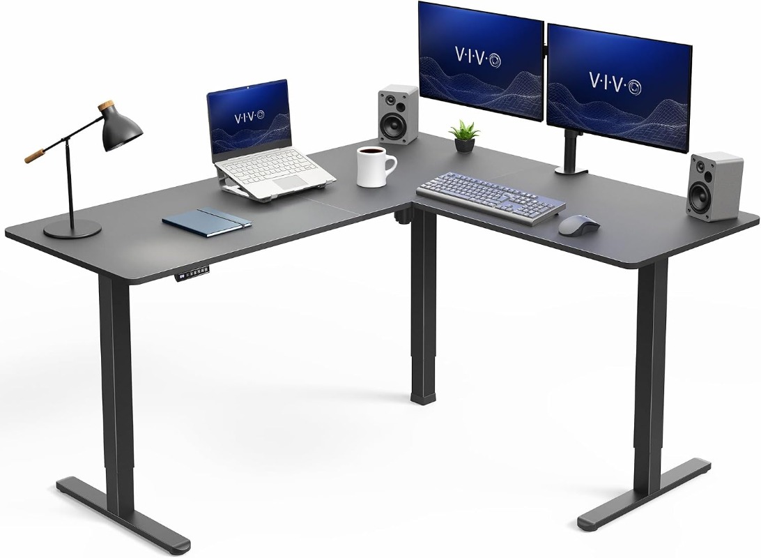 Home Office Vivo - VIVO Hoekbureau, omkeerbaar L-vormig werkstation, elektrische
