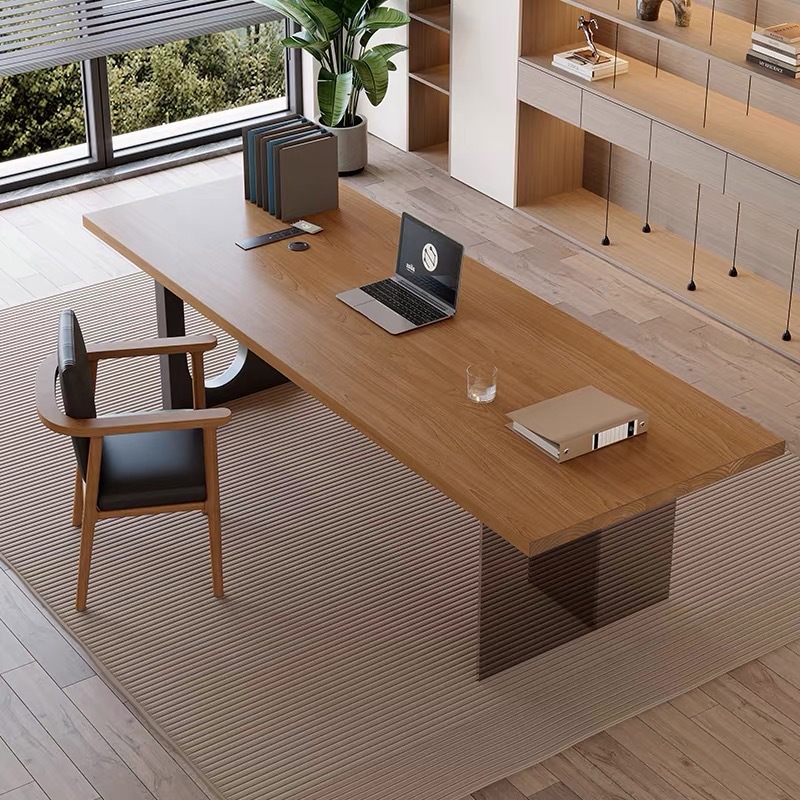Home Office In Living Room - Italiaans acryl zwevend houten bureau Modern