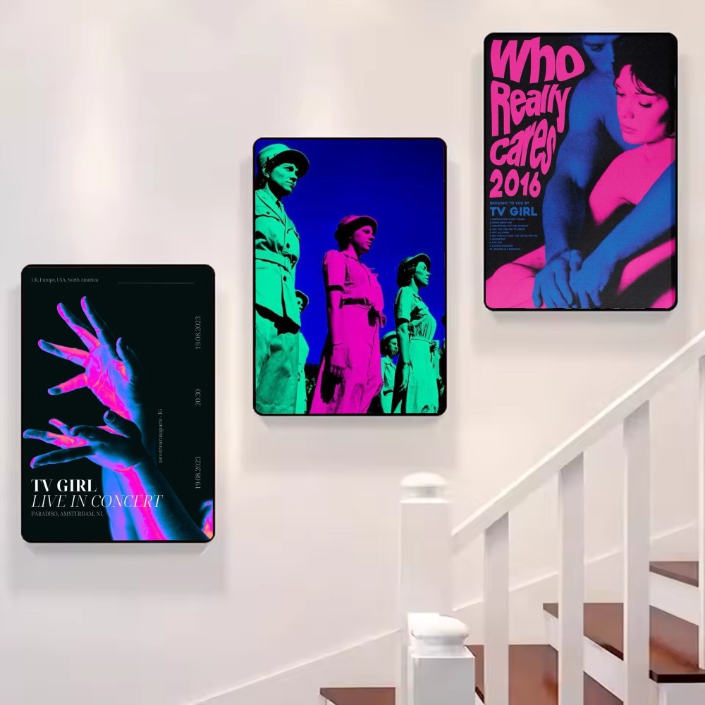 Roze blauwe TV Girl Art Poster - Home Office And Tv Room Ideas recensie en prijs